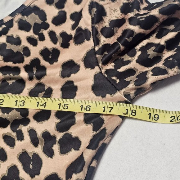 Women's Vibrant Leopard Print Babydoll Tunic Top Long Sleeve Empire Waist M - Picture 5 of 6